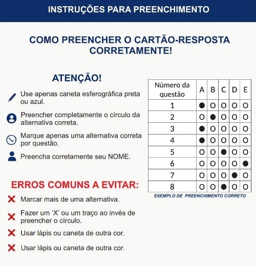 Instruções para preenchimento do cartão-resposta